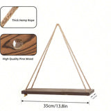 Modern Wooden Swing Hanging Shelf - Home Living Room Plant Flower Pot Tray Storage