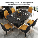 Practical Black And White Rock Plate Long Dinner Table For Small Living Room Home Furniture Set 6 Chairs Loft Inside