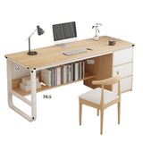 100/120cm Long Three Bucket Computer Desks Cherry Wood Color Minimalist And Modern Household Office Table  Round Edges Corners