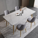 Light Luxury Stone Plate Dining Tables and Chairs Set Home Nordic Modern Simple Rectangular Dining Table